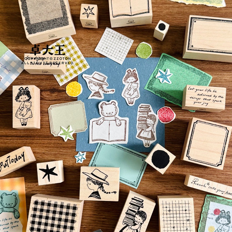 Rubber Stamp Blank - Zzoton Lovely Girl Bear Hat Vintage