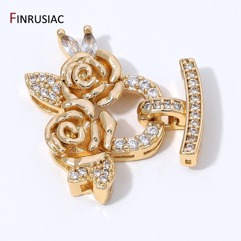 Art Craft Ideas - ตัวล็อกแบบหลายแถวชุบทอง 14K ประดับเพชรซิคอนรูปดอกไม้และมุก สำหรับงาน DIY เครื่องประดับ