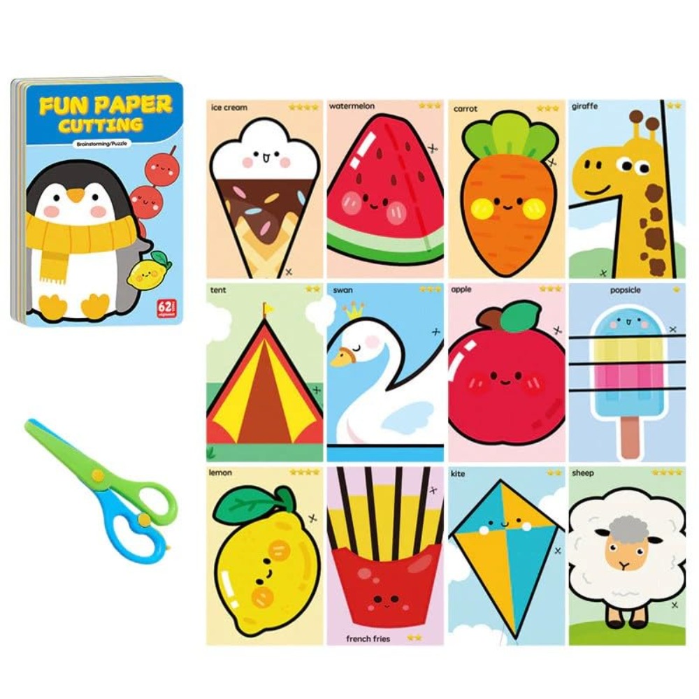 Art Craft For Preschoolers - ชุดตัดกระดาษสำหรับเด็กเพื่อความปลอดภัย พร้อมอุปกรณ์เสริมสร้างทักษะศิลปะ งานฝีมือ สมุดภาพฝึกหัด สำหรับเด็กก่อนวัยเรียน