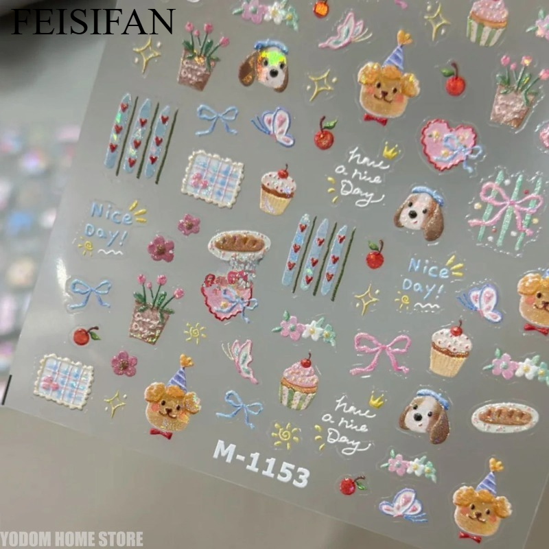 Art Craft Doodle - 2 ชิ้นสติกเกอร์ลายเส้นวาดด้วยมือรูปสุนัขน่ารัก, สติ๊กเกอร์ตกแต่งสำหรับงานศิลปะบนเล็บ, สมุดภาพ และโครงการงานฝีมือทำเอง DIY
