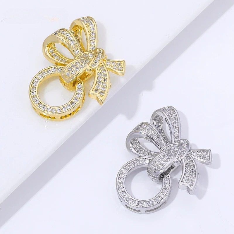 Art Craft Ideas - ตัวล็อกแบบผีเสื้อ 3 วง ชุบทอง 18K ประดับมุกและเพชรซิคอน