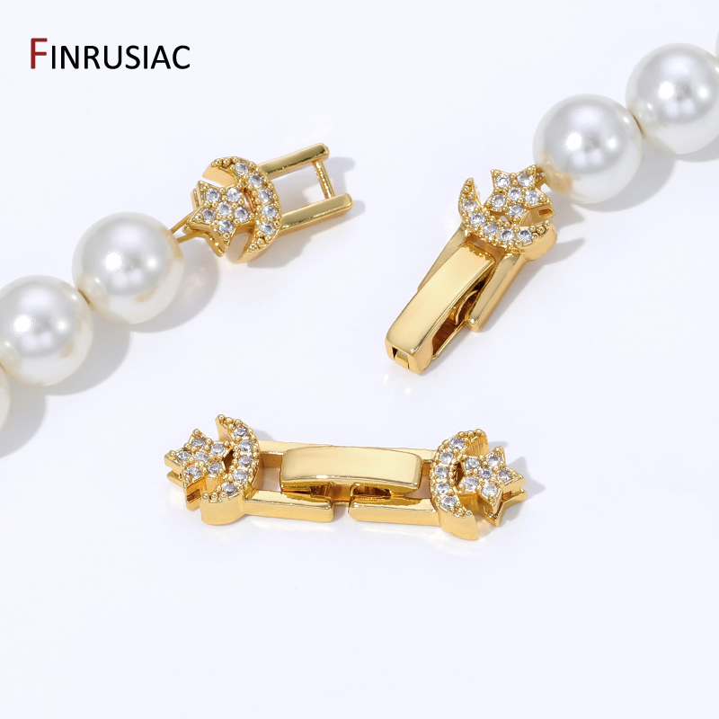 Art Craft Ideas - ตัวเชื่อมต่อแบบมีตัวล็อคประดับมุกชุบทอง 18K ทำจากทองเหลือง, ตัวล็อคสำหรับสร้อยข้อมือ, ตัวล็อคแบบเซอร์คอนสำหรับงาน DIY