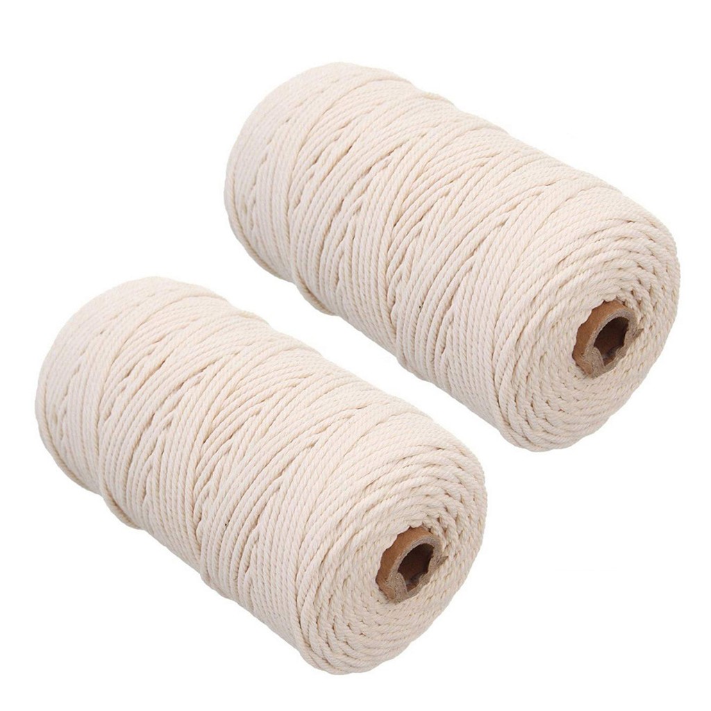 Macrame Cord Cotton - Macrame เชือก 2mm 200M ผ้าฝ้ายธรรมชาติสําหรับงานฝีมือ DIY