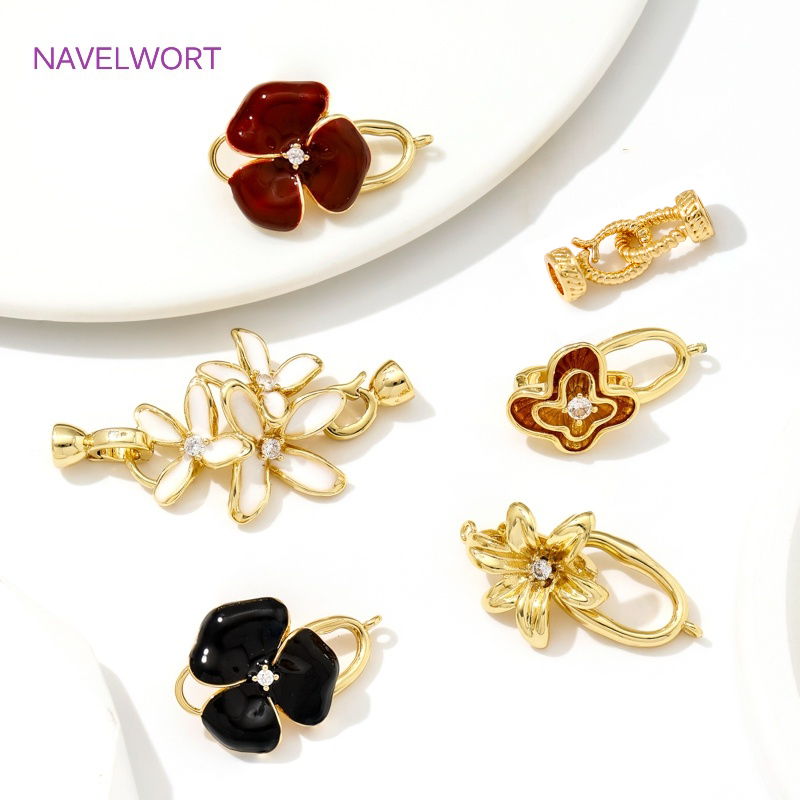 Art Craft Ideas - หลายรูปแบบ 18K ทองชุบทองเหลือง Pearl Clasp Connector