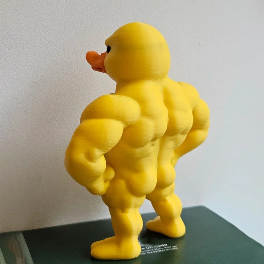 Art Craft Duck - รูปปั้นเป็ดกล้ามเนื้อ - ของตกแต่งโต๊ะทำงานแบบ 3 มิติ, ของตกแต่งชั้นวางหนังสือสุดน่ารัก,