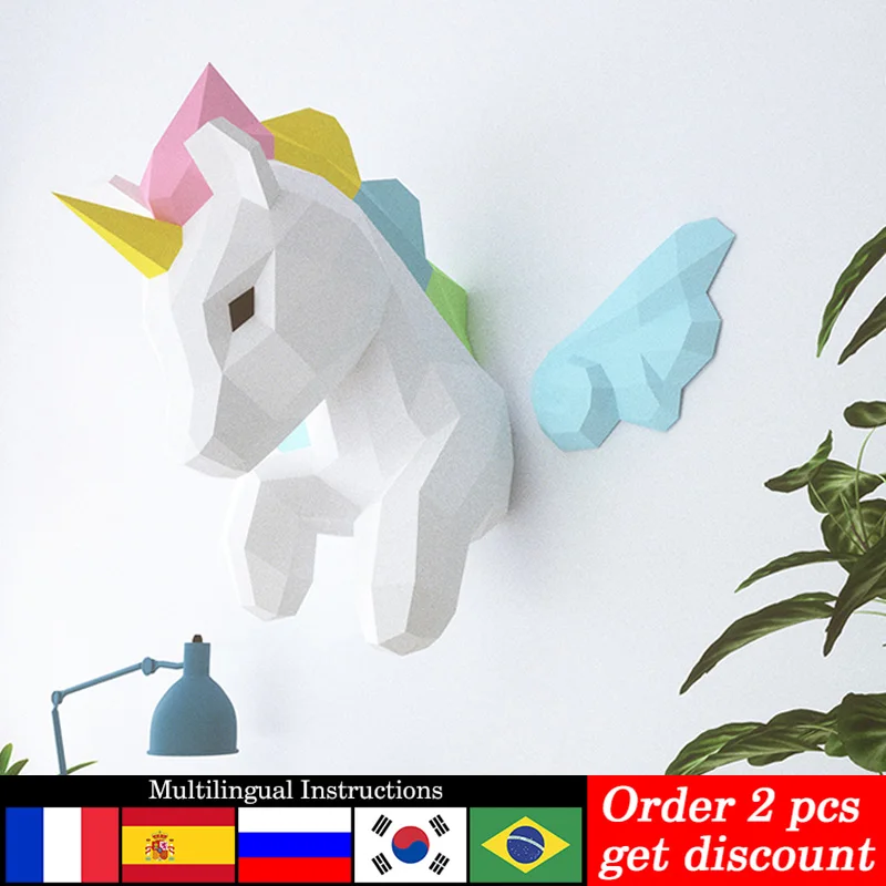 Rainbow Unicorn สัตว์ Wall Dec - Art Craft Center บทวิจารณ์และราคา