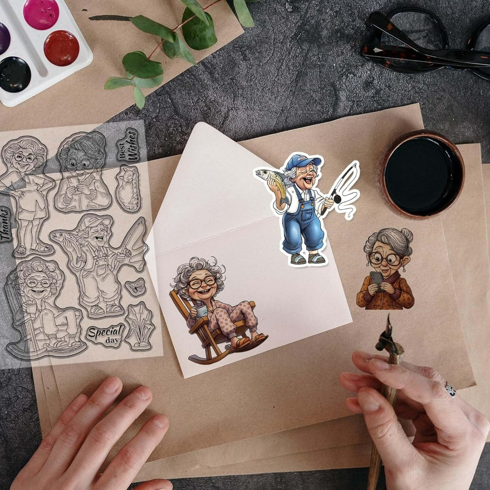 ยิ้ม Old Lady ล้างแสตมป์สําหรั - Rubber Stamp Blank บทวิจารณ์และราคา