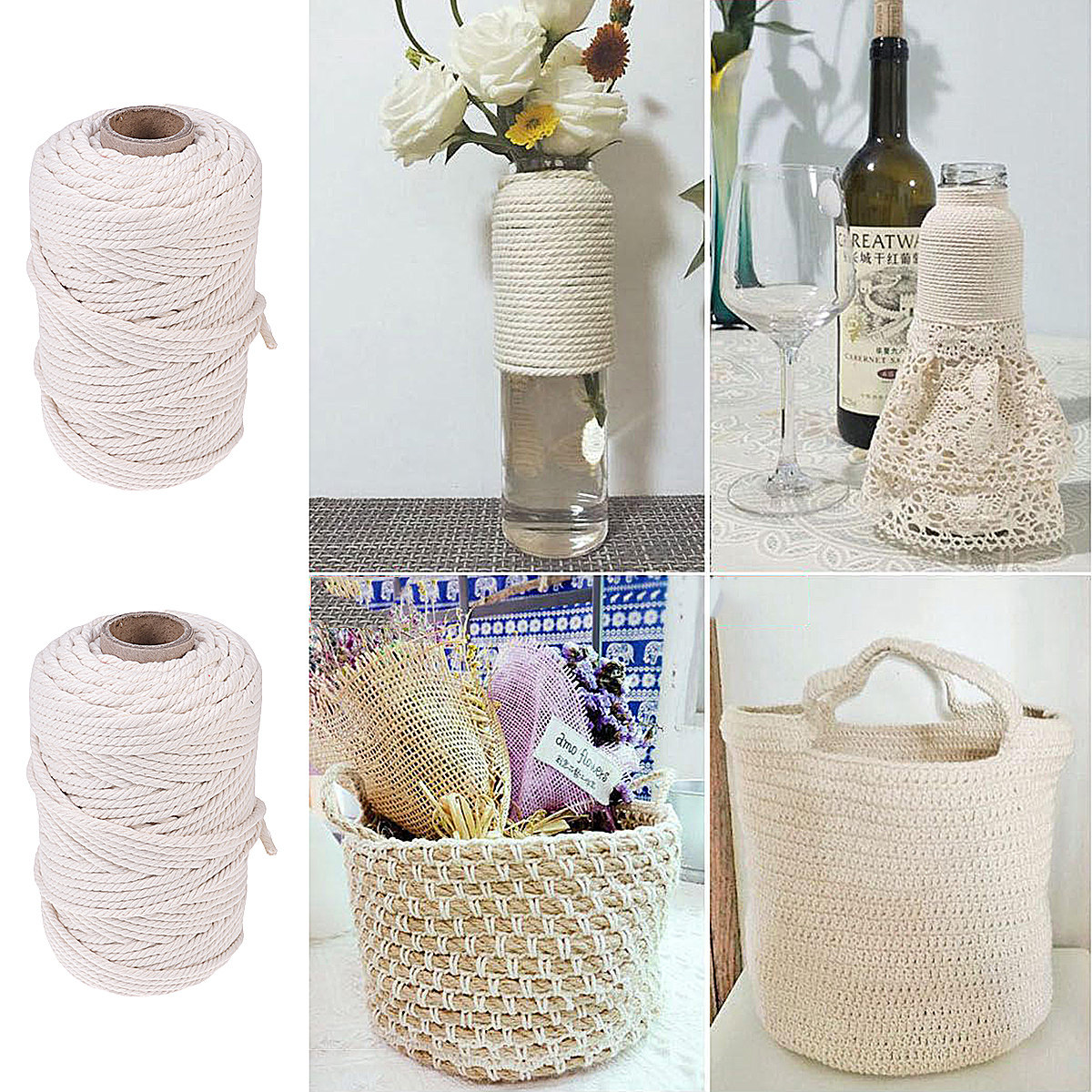 เชือกฝ้ายธรรมชาติ 100 เมตร ขนา - Macrame Cord Cotton บทวิจารณ์และราคา